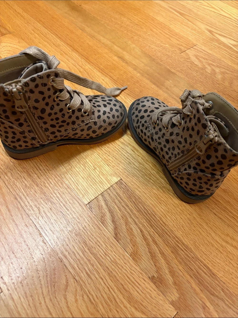 Cat & Jack Tan and Black Cheetah Print Lace-Up Kids Boots